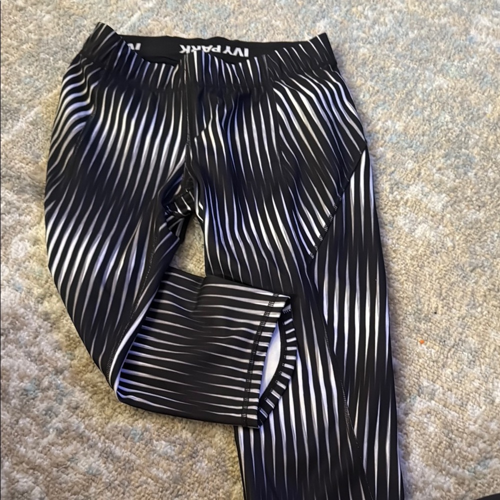 IVY PARK Black and White Leggings with Reflective Stripes